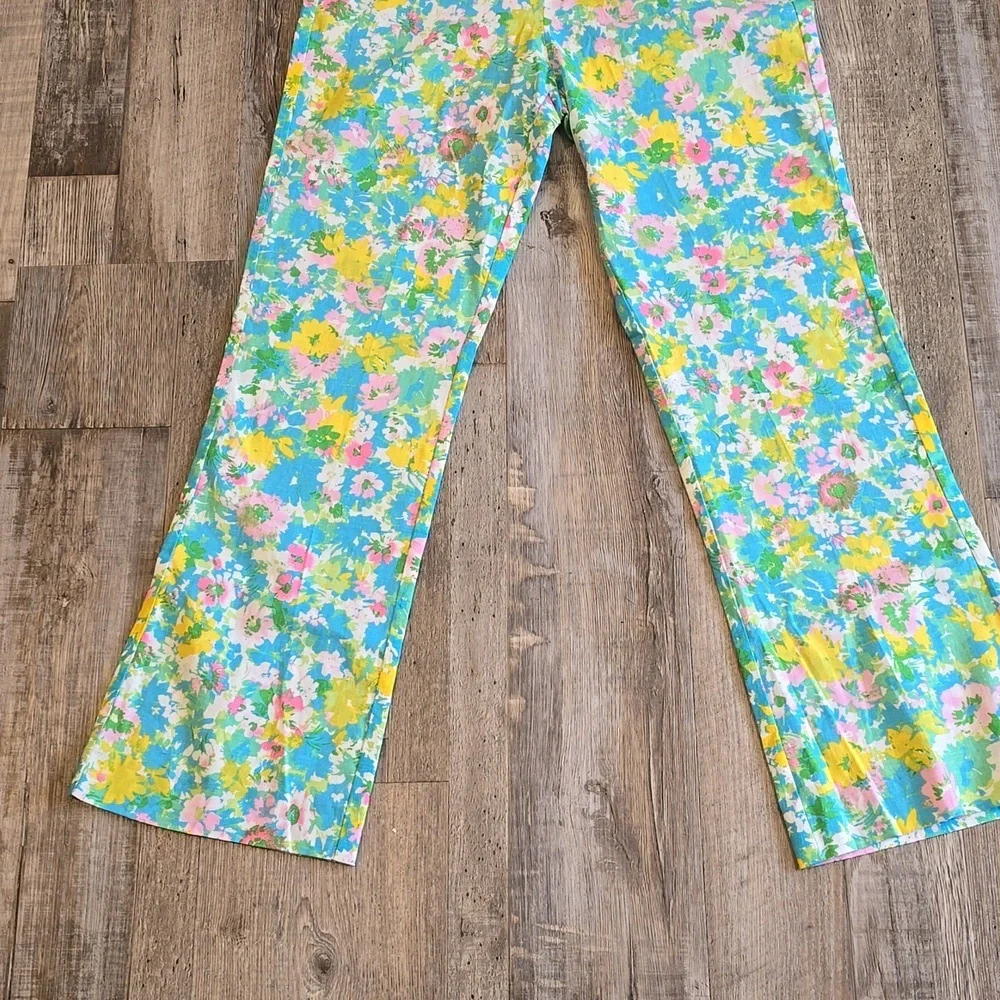 ZARA| Floral Printed Linen Blend| Flare Trousers| Size 4​
